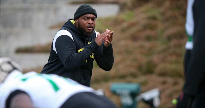 Oregon Ducks offensive line coach A'lique Terry returns to Eugene to coach at Oregon after serving on Mario Cristobal's staff.
